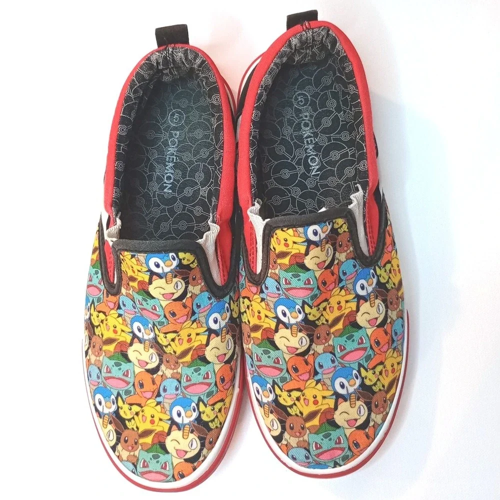 Ground Up Pokemon Slip-On Shoes Size 5 Youth Pikachu Charmander Canvas Sneakers